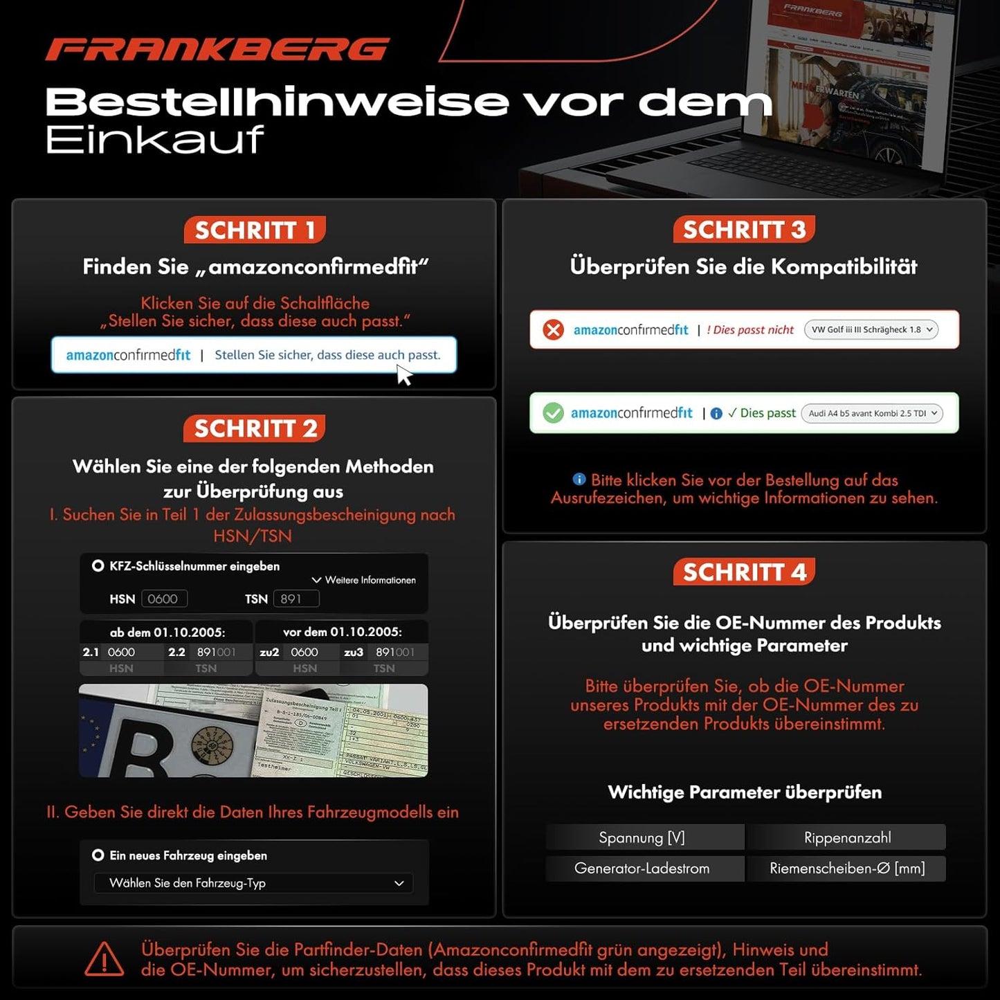 Frankberg Lichtmaschine Kompatibel mit 3er Cabriolet E46 M3 3.2L 2001-2007