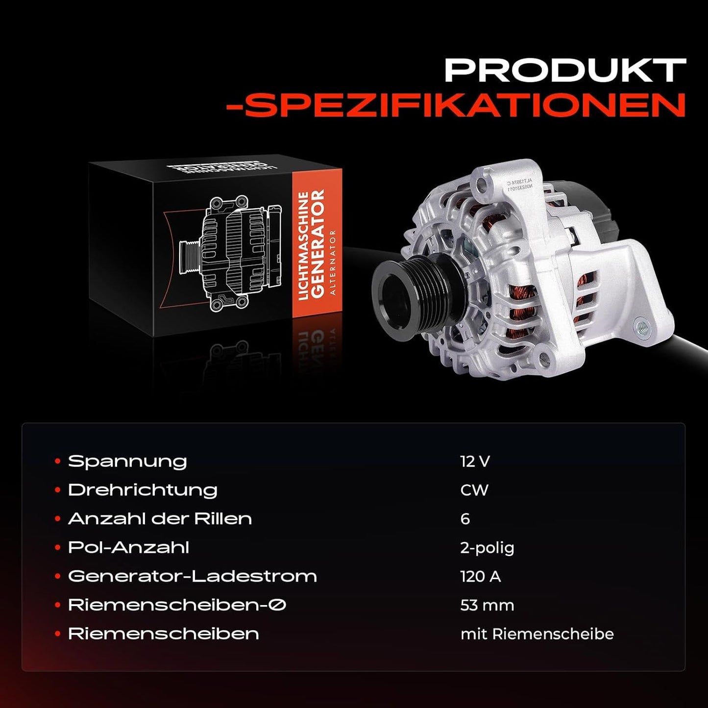 Frankberg Lichtmaschine Kompatibel mit 3er Cabriolet E46 M3 3.2L 2001-2007