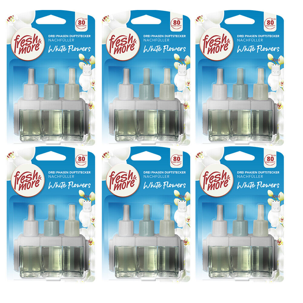 6x Fresh & More Nachfüller Für 3Volution Raumduft (6x20ml) White Flowers