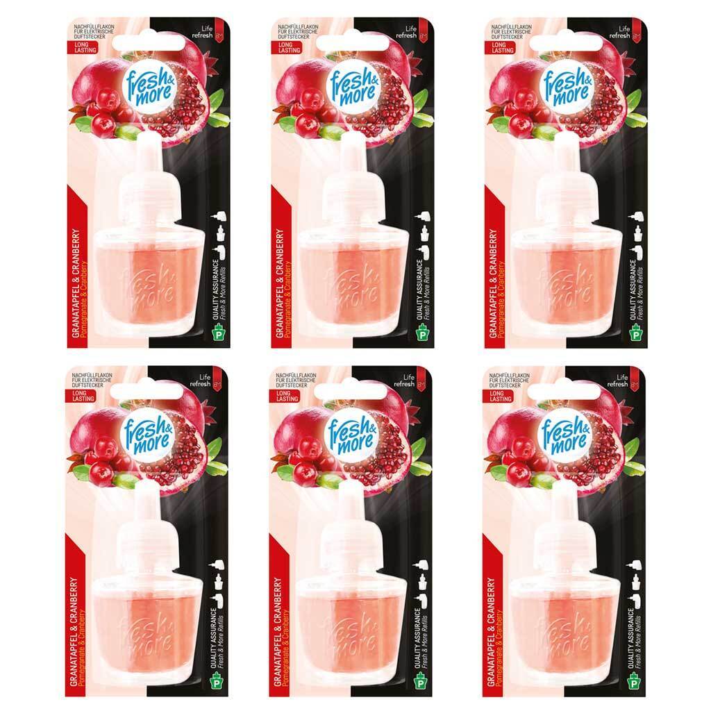 6x Fresh & More Nachfüllflakons Granatapfel & Cranberry Für E-Duftstecker 19ml