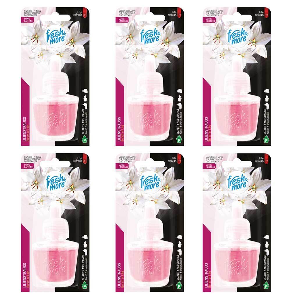 6x Fresh & More Nachfüllflakons Lilienstrauss Für E-Duftstecker 19ml