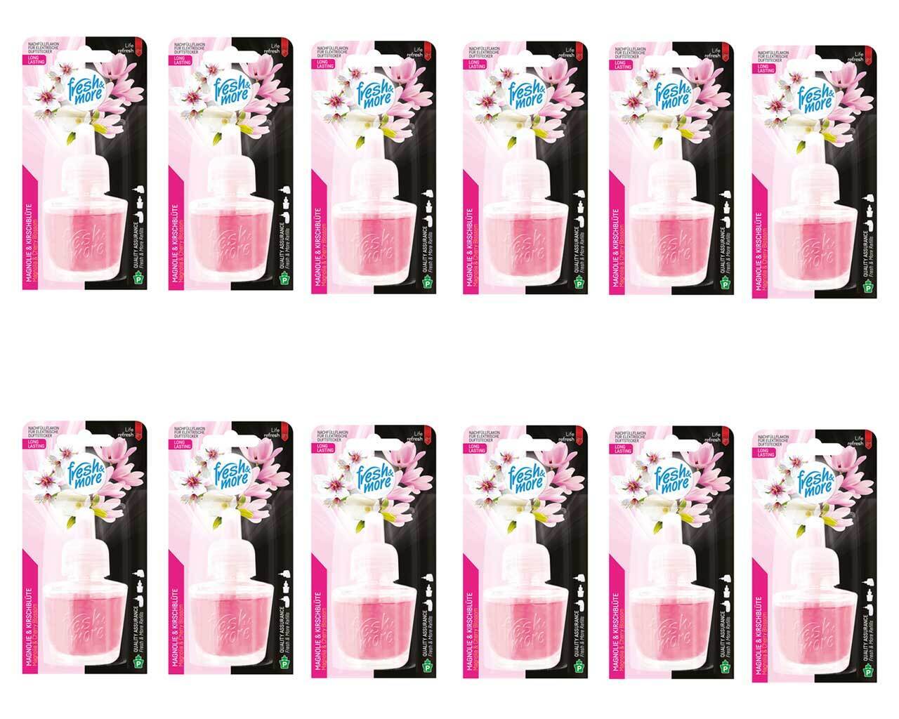 12x Fresh & More Nachfüllflakons 19ml Magnolie&Kirschblüte E-Duftstecker
