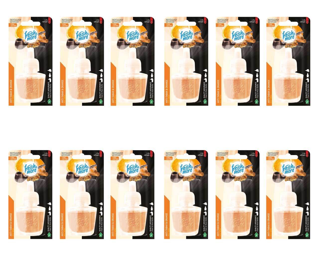 12x Fresh & More Nachfüllflakons 19ml Anti Tobacco & Orange Für E-Duftstecker