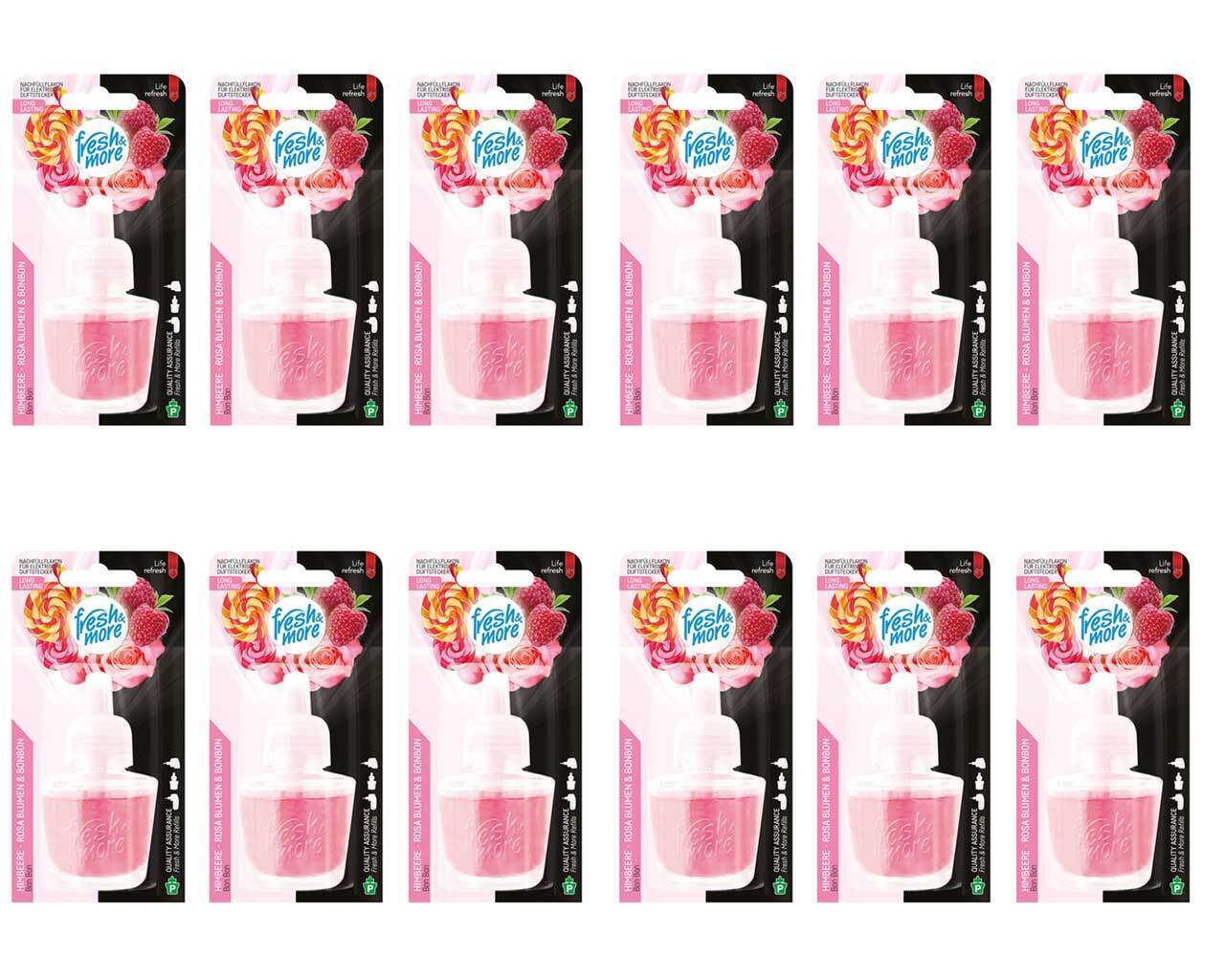 12x Fresh & More Nachfüllflakons 19ml Magic Himbeere-Rose Blumen&Bonbon Für E-Duftstecker