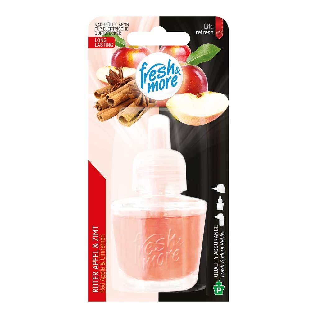 6x Fresh & More Nachfüllflakons 19 ml Roter Apfel & Zimt E-Duftstecker