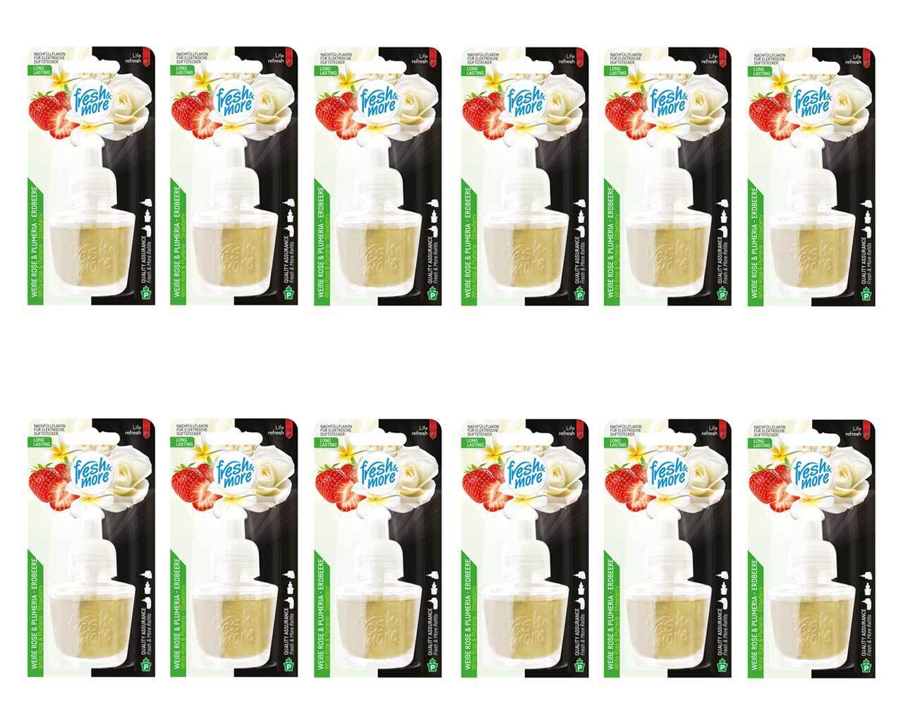 12x Fresh & More Nachfüllflakons 19ml Weibe Rose E-Duftstecker