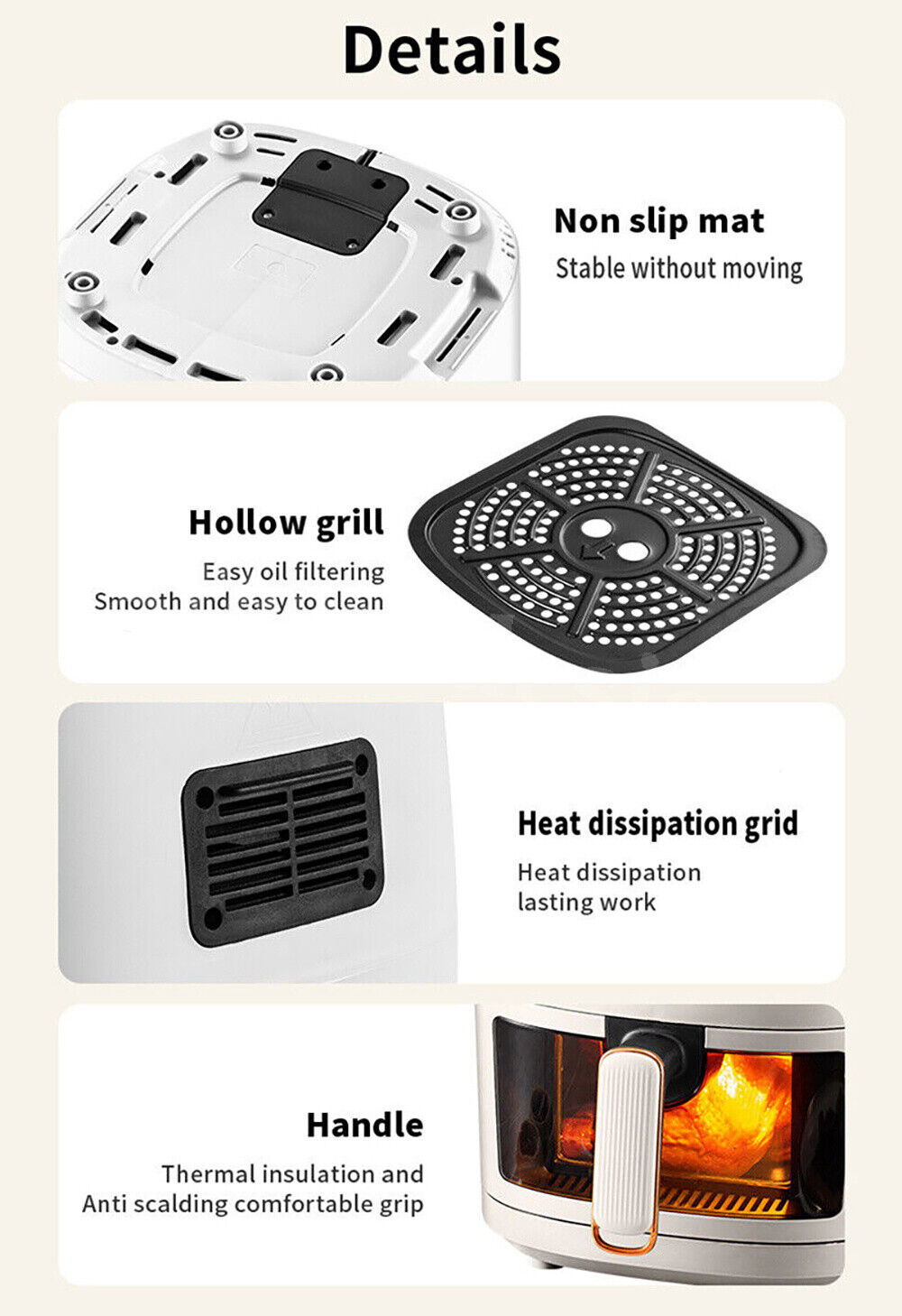 Airfryer Heißluftfritteuse 8L 1800W Friteuse Backofen Fritteuse Grill