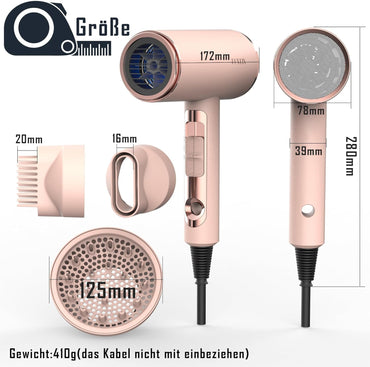 FUNTIN Haartrockner 2200W Föhn mit einem 5 zoll diffusor rosa