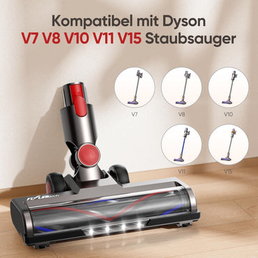 FLYLINKTECH Bürste kompatibel für Dyson V7, V8, V10, V11, V15 Staubsauger, Bürste mit 4-LED Scheinwerfern