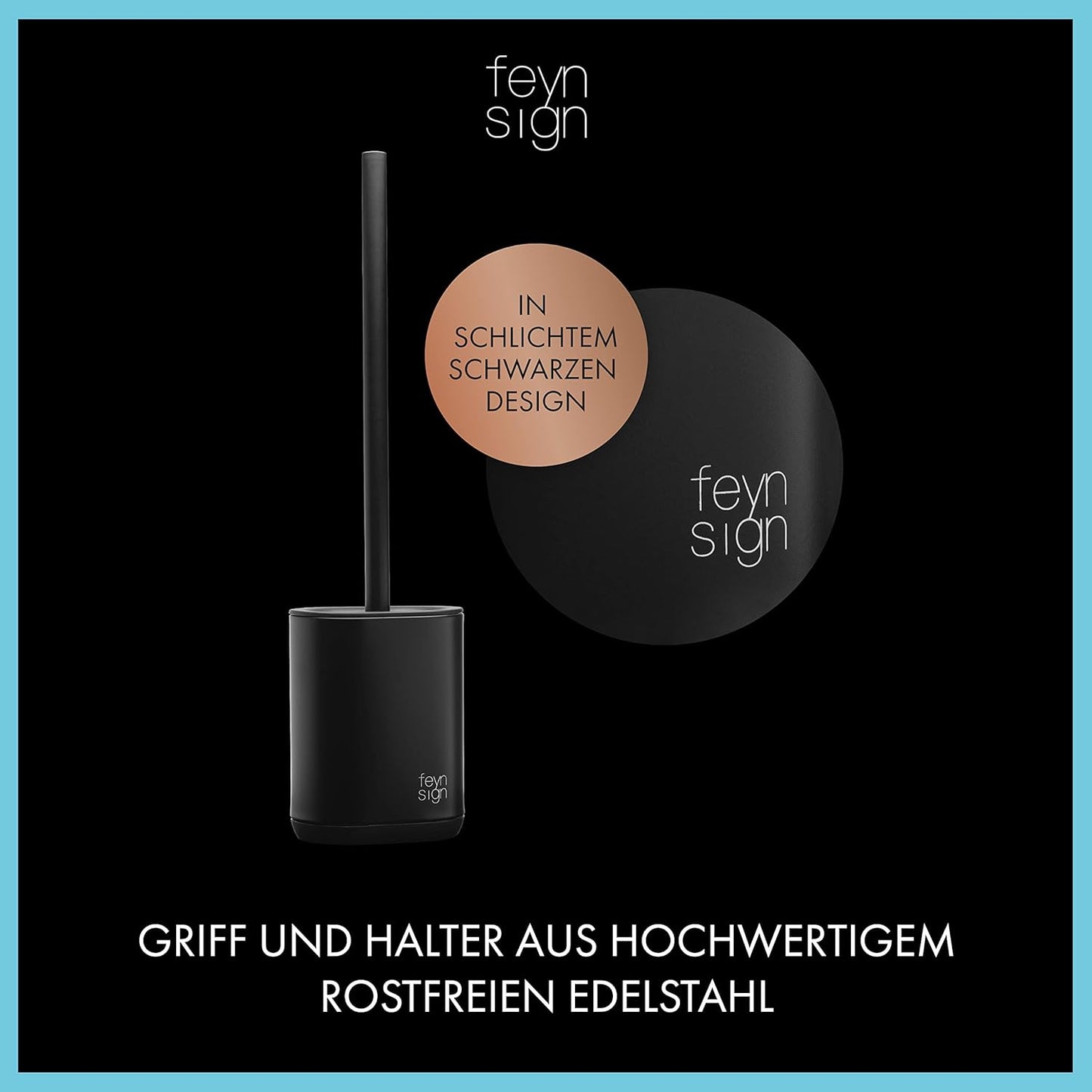 Feynsign Silikon-Toilettenbürste, 3-in-1 Premium-Silikon und Edelstahl,Schwarz