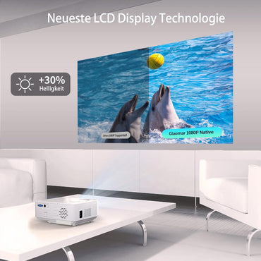 Giaomar Beamer, 5G Full HD, 9500 Lumen Native 1080P 4K Heimkino