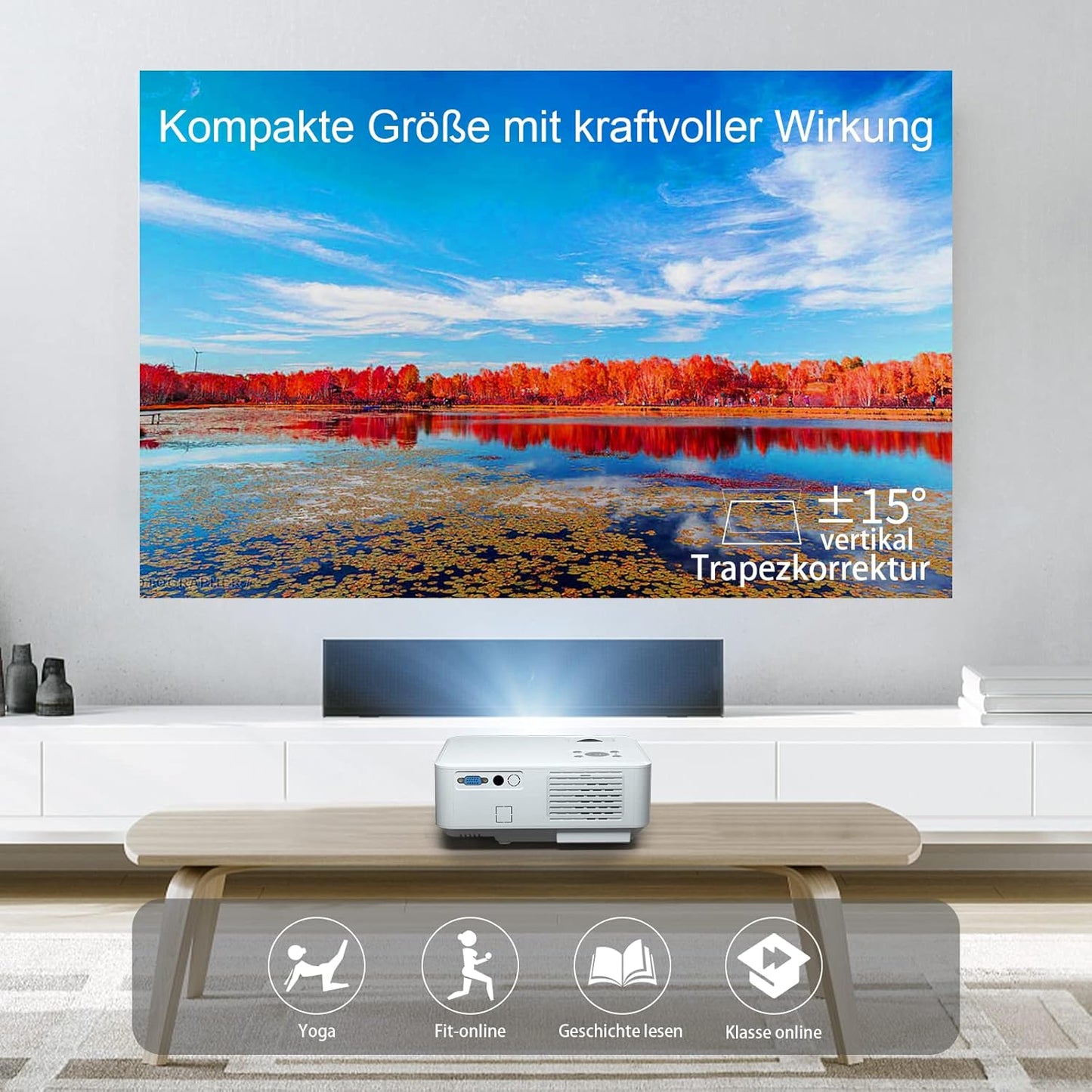 Giaomar Beamer, 5G Full HD, 9500 Lumen Native 1080P 4K Heimkino