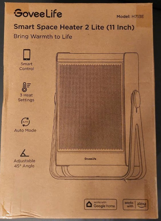 GoveeLife H713E Intelligenter Keramik-Heizlüfter Google Alexa 11 Zoll Schwarz