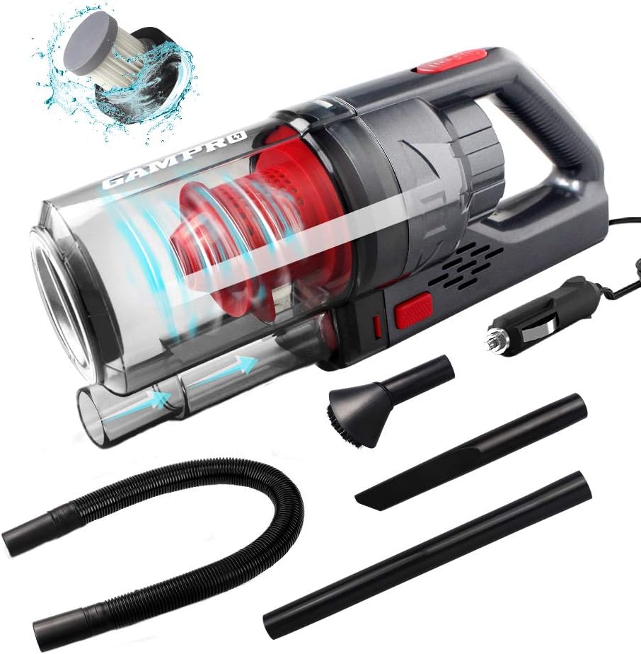 GAMPRO 6000PA Auto-Staubsauger, Handstaubsauger, 4-in-1-Düsen, 150 W, 12 V, 4,5 m Kabel