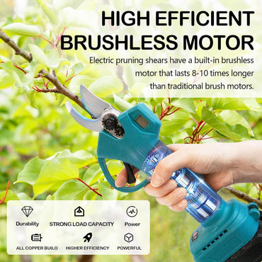 Kabellose elektrische Gartenschere mit 2 x 2000 mAh (21 V) Akkus, Schnittdurchmesser max.30 mm