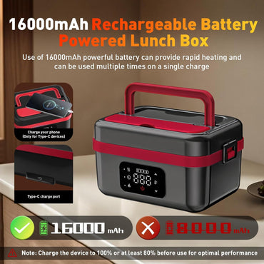 Gamexop Beheizte Lunchbox Wiederaufladbare Selbstheizende 1L Tragbare Elektrische Lunchbox