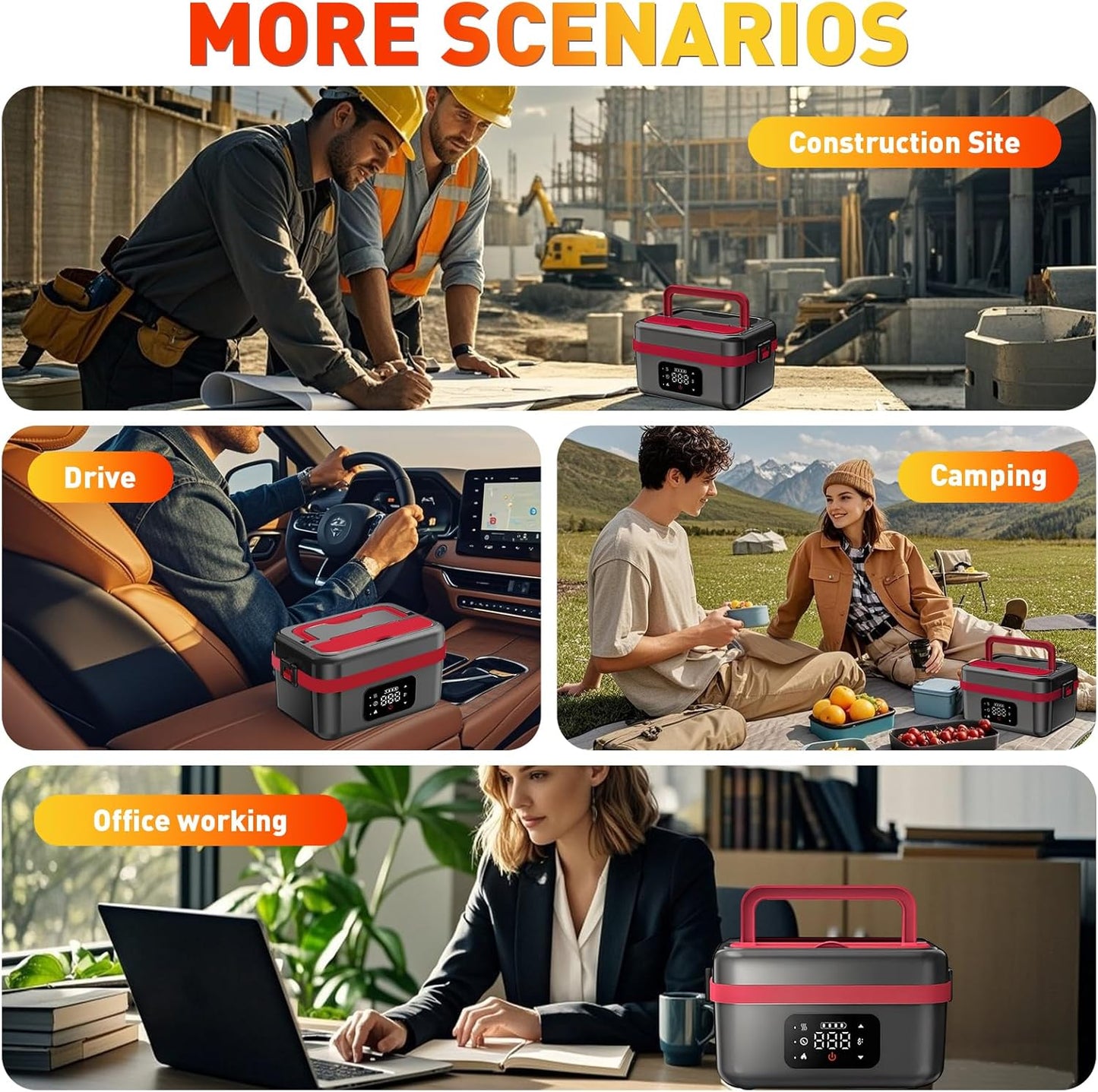 Gamexop Beheizte Lunchbox Wiederaufladbare Selbstheizende 1L Tragbare Elektrische Lunchbox
