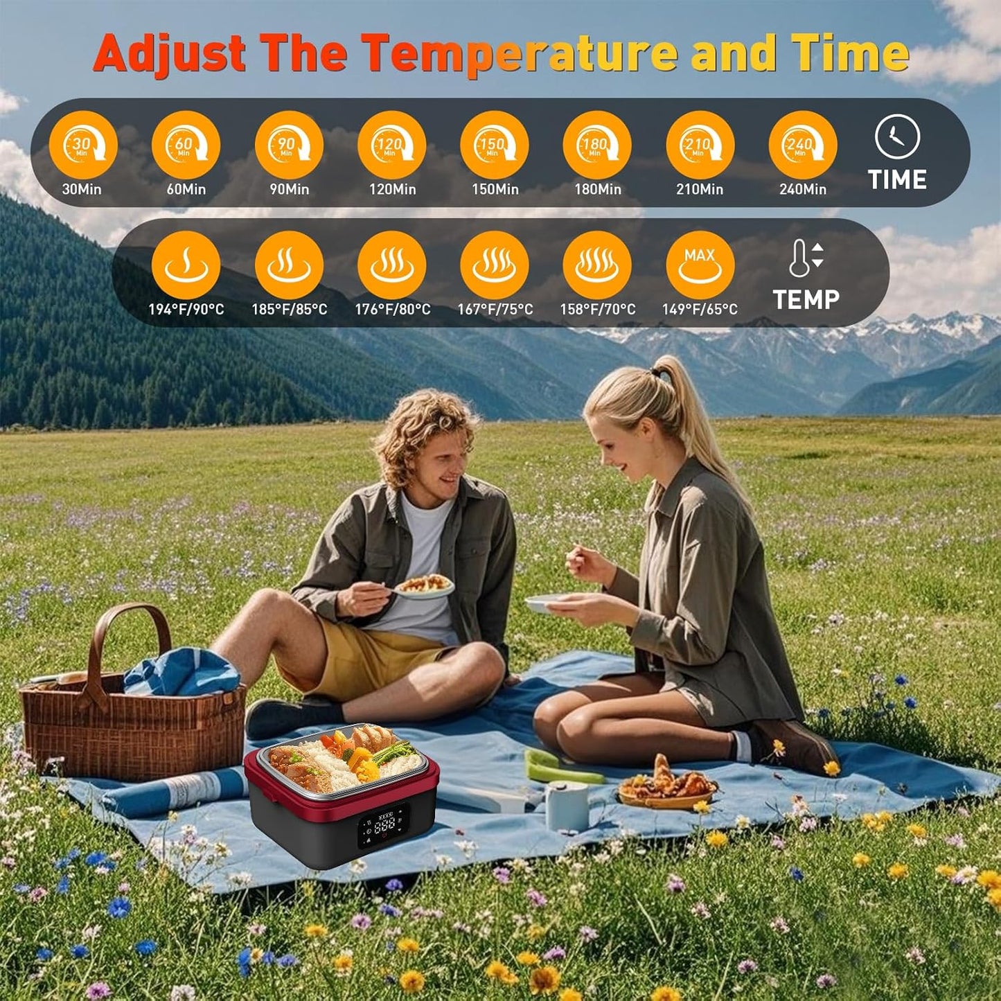 Gamexop Beheizte Lunchbox Wiederaufladbare Selbstheizende 1L Tragbare Elektrische Lunchbox