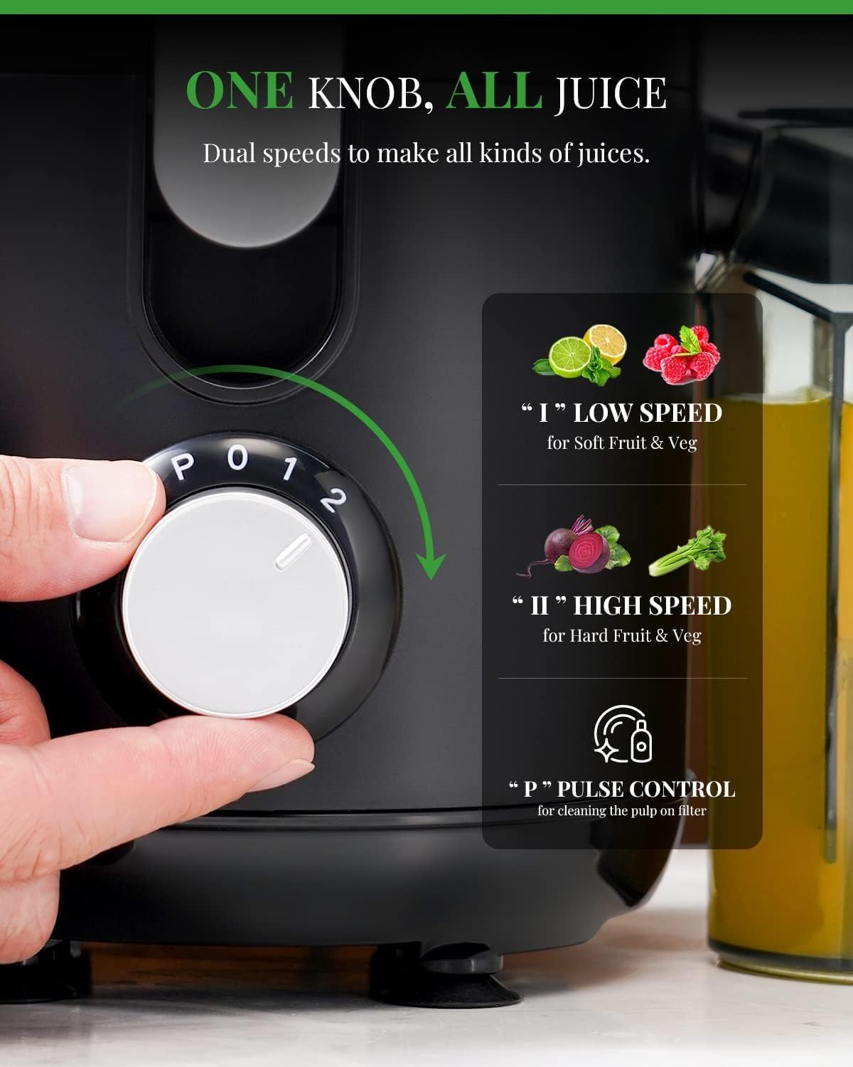 GDOR Entsafter, 600 W Entsaftermaschinen mit 65 mm Einfüllschacht für Obst und Gemüse