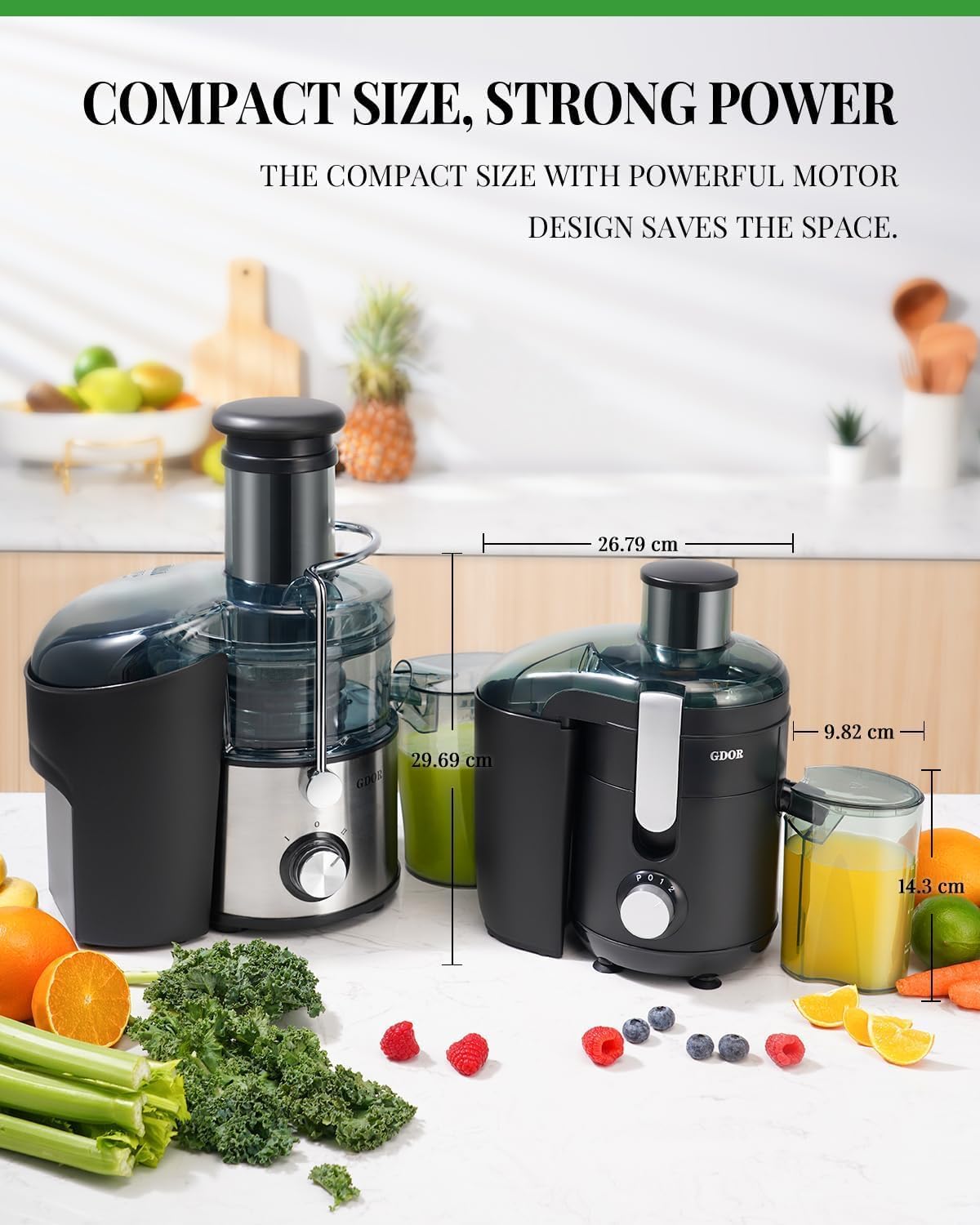 GDOR Entsafter, 600 W Entsaftermaschinen mit 65 mm Einfüllschacht für Obst und Gemüse