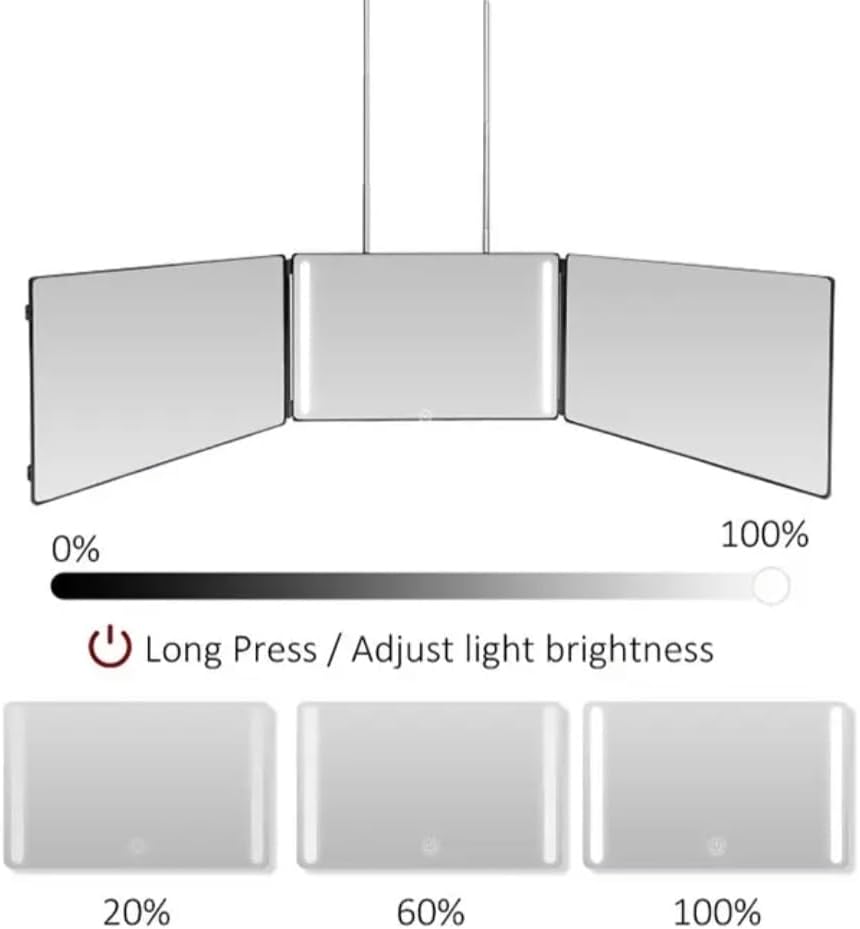 Generic SK2102 LED-Spiegel, Schminkspiegel, dreifach faltbar, zum Aufhängen, Schwarz