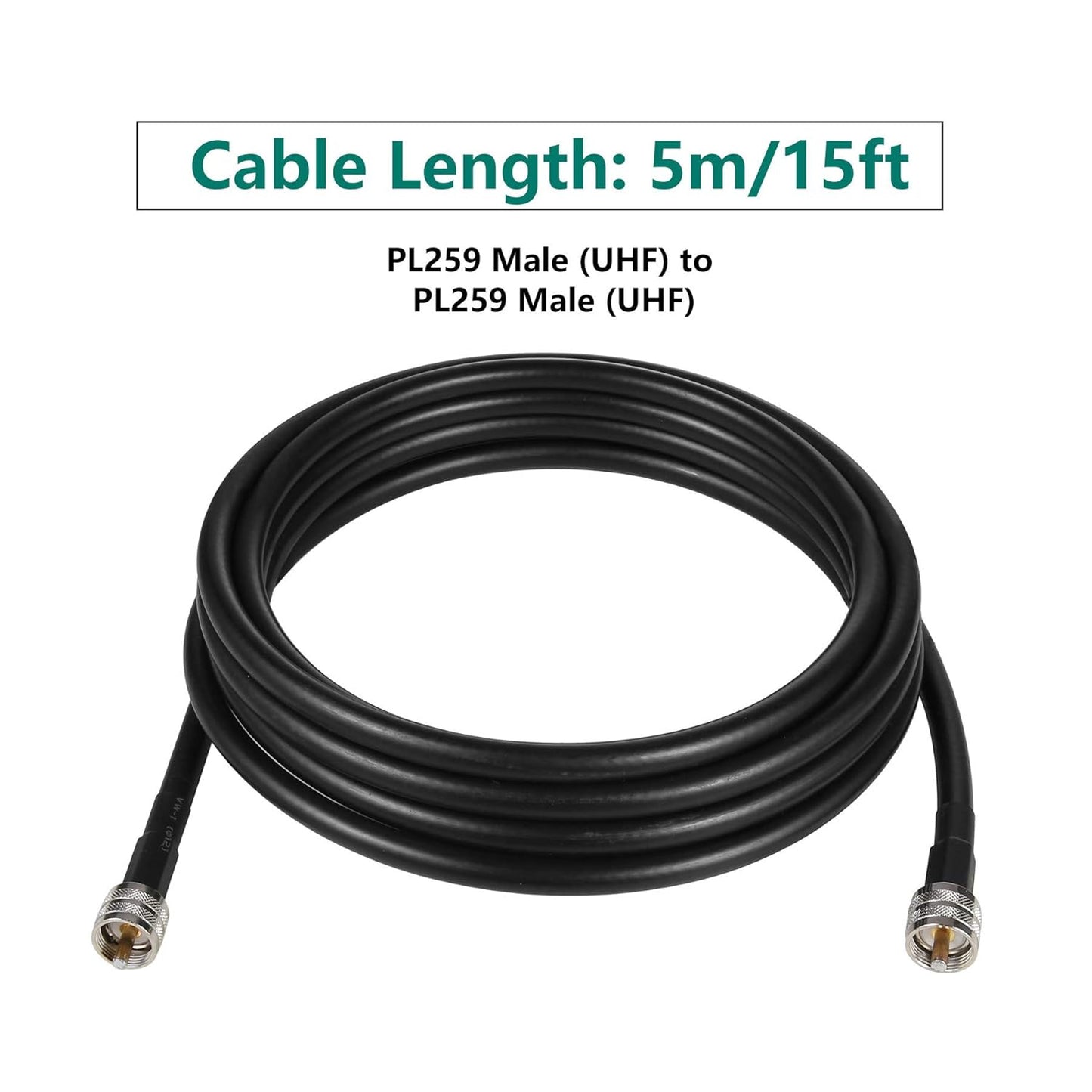GEMEK 5m PL259 bis PL259 S-LMR400 Verlustarmes Koax Verlängerungskabel, UHF M/M Jumper pour CB-Funk, analyseur d'antenne, WiFi, SWR-Meter, Amateurfunk, Kurzwellenfunk - HF, VHF, UHF (50 Ohm)