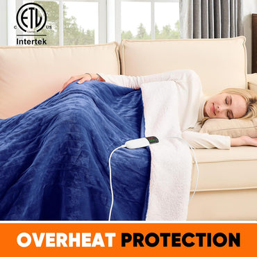 Greenoak Heizdecke, elektrisch, Doppelbett, 135 x 200 cm marineblau