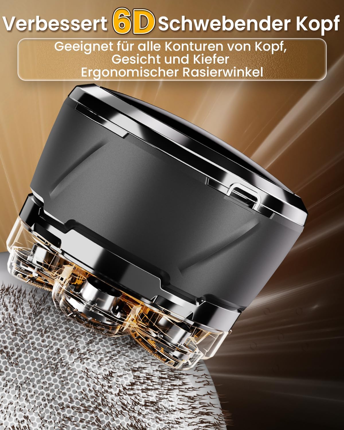 Glatzen Rasierer Herren 2025 Verbessert IPX8 Wasserdicht 6D Flexibler Magnetische Schwebender Kopf