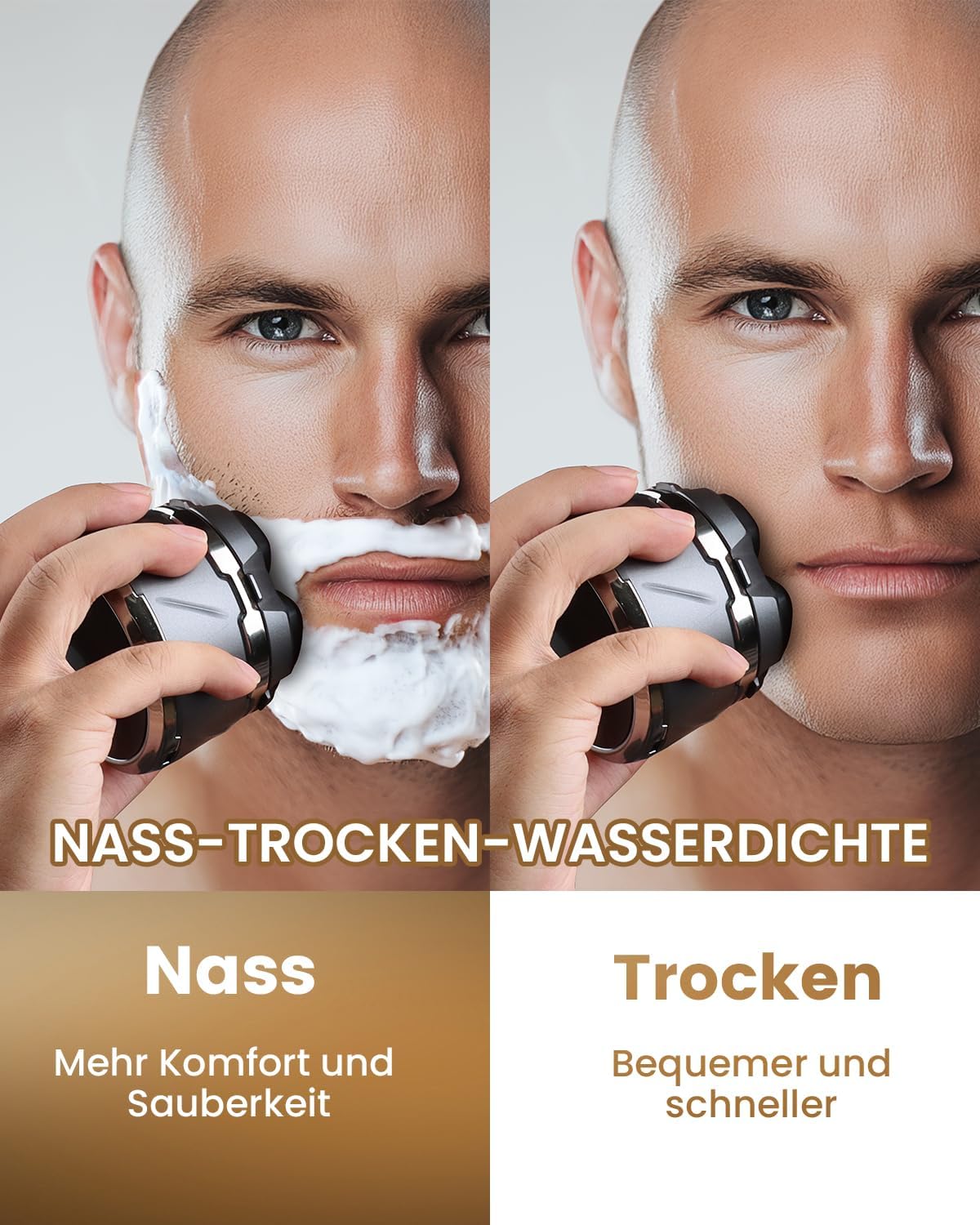 Glatzen Rasierer Herren 2025 Verbessert IPX8 Wasserdicht 6D Flexibler Magnetische Schwebender Kopf