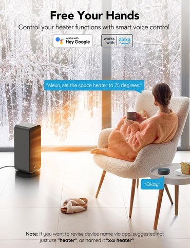 GoveeLife Intelligenter elektrischer Heizlüfter 1500W für große Räume