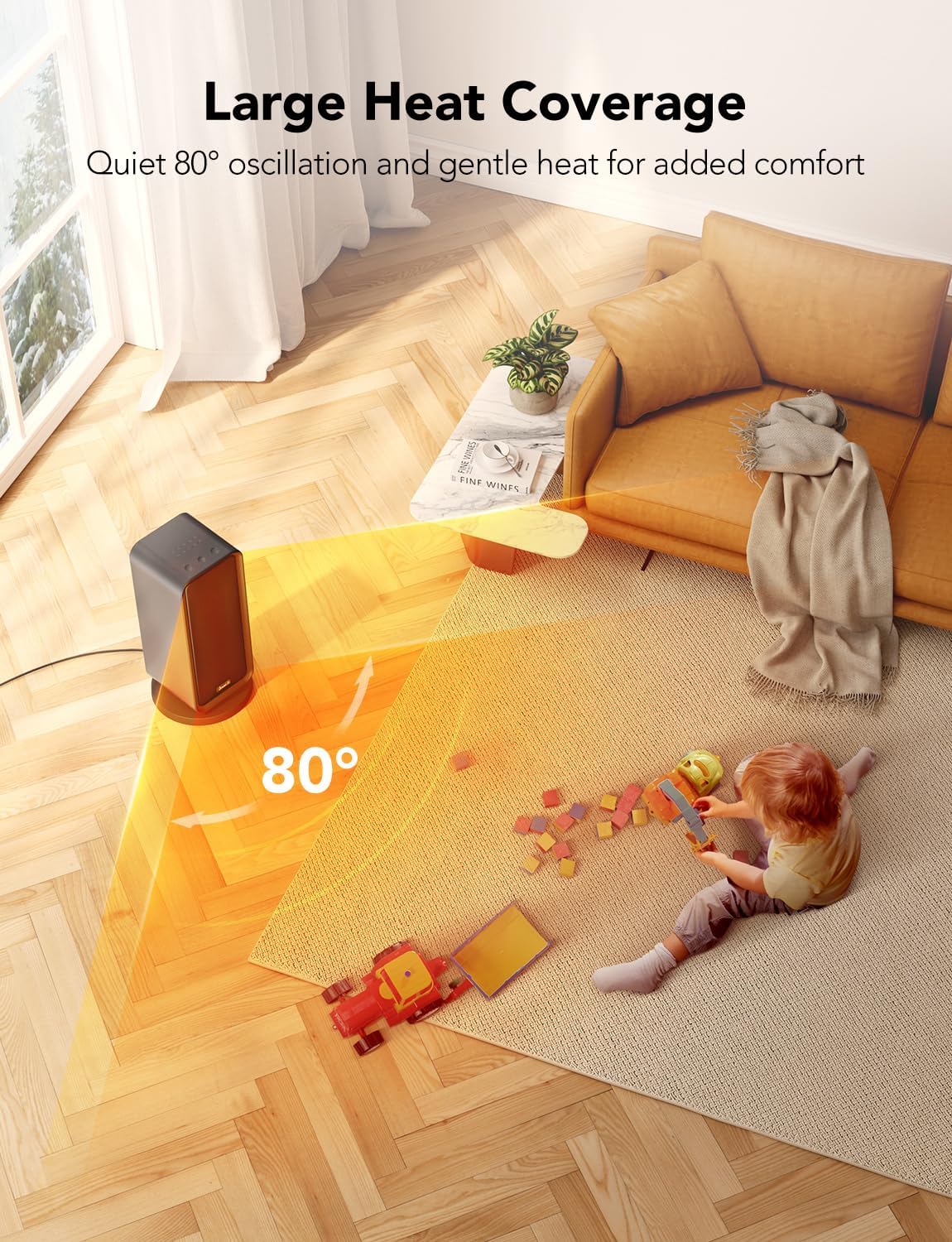 GoveeLife Intelligenter elektrischer Heizlüfter 1500W für große Räume