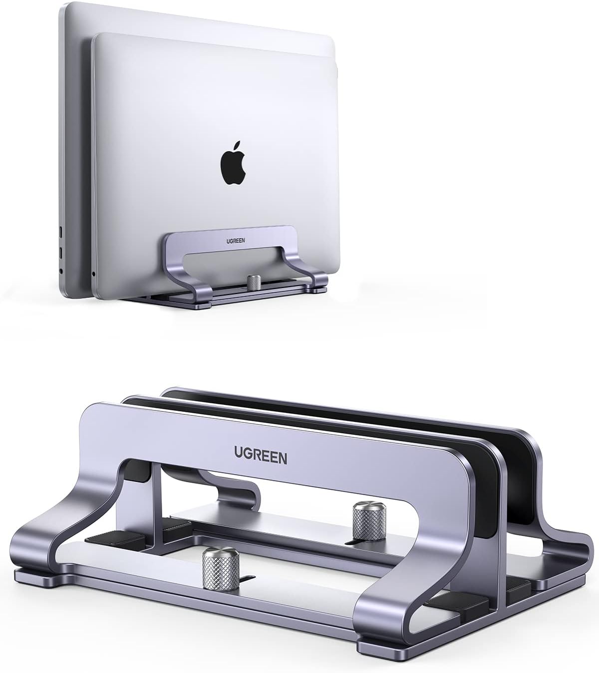 UGREEN Vertikaler Laptop Ständer Aluminium 2 Slot Vertikal Stand Vertikaler MacBook Ständer Platzsparende Halterung für MacBook Pro/Air, iPad, Huawei, Surface, Dell, HP, Lenovo und andere