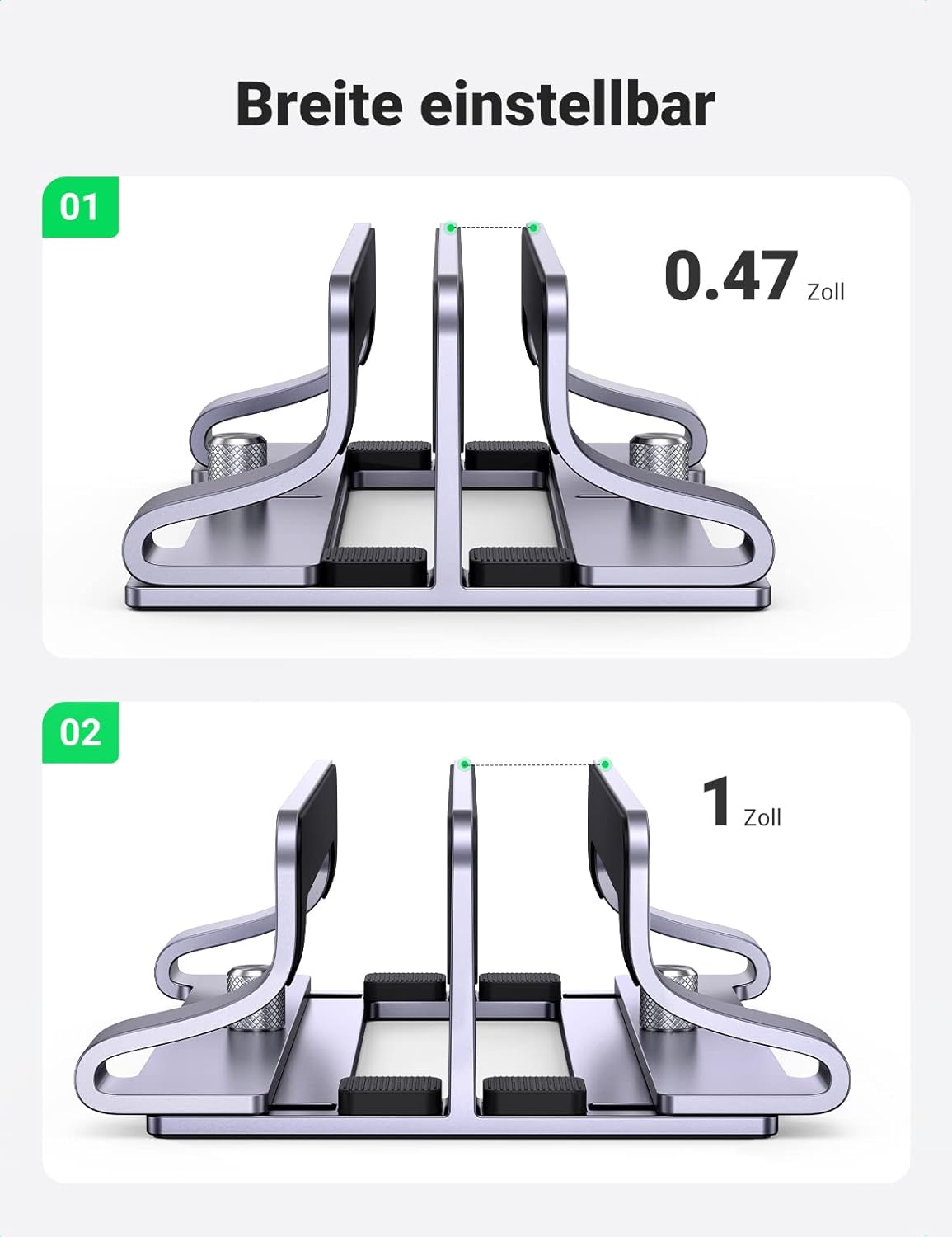 UGREEN Vertikaler Laptop Ständer Aluminium 2 Slot Vertikal Stand Vertikaler MacBook Ständer Platzsparende Halterung für MacBook Pro/Air, iPad, Huawei, Surface, Dell, HP, Lenovo und andere