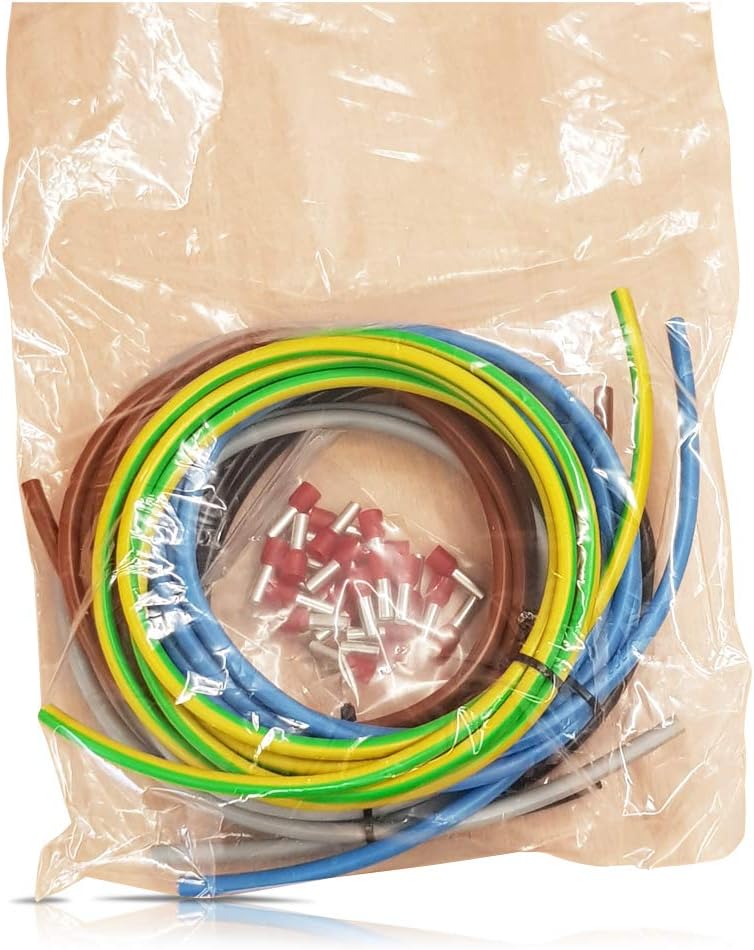 grenade-hammer® | Kupfer Verdrahtungssatz H07V-K 10qmm 5 Farben je 2 Meter und 25 isolé Aderendhülsen Cabelbaum pour Zählerschrank et Elektroverteiler