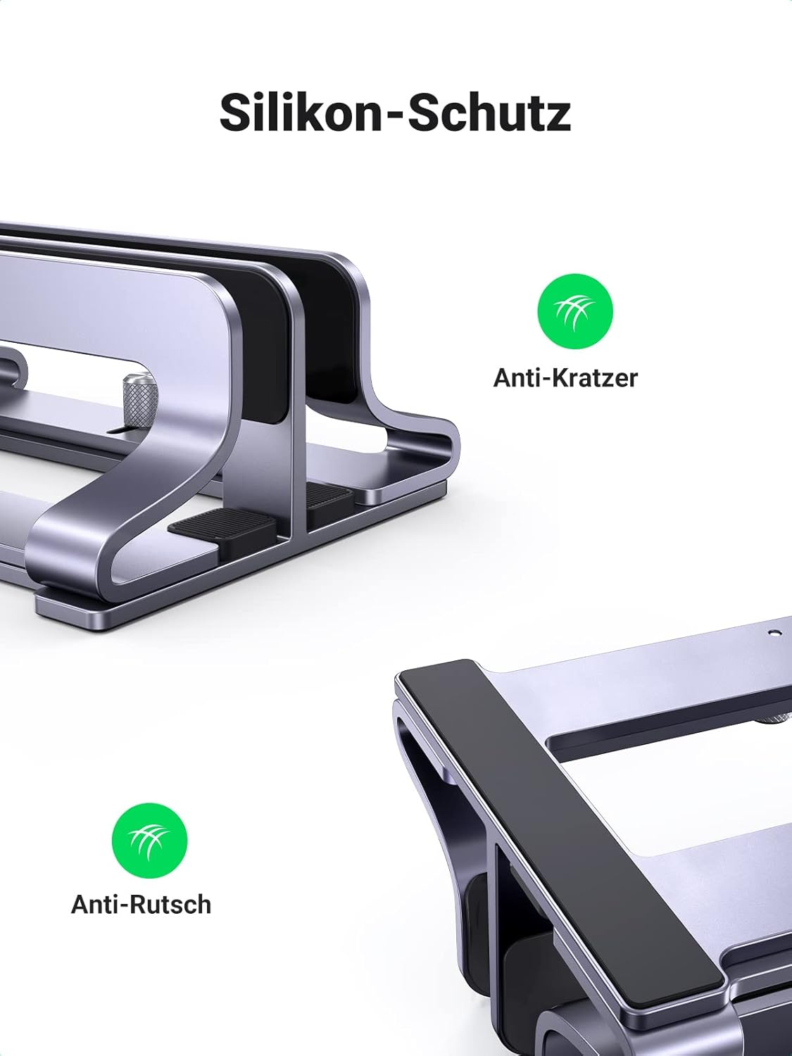 UGREEN Vertikaler Laptop Ständer Aluminium 2 Slot Vertikal Stand Vertikaler MacBook Ständer Platzsparende Halterung für MacBook Pro/Air, iPad, Huawei, Surface, Dell, HP, Lenovo und andere