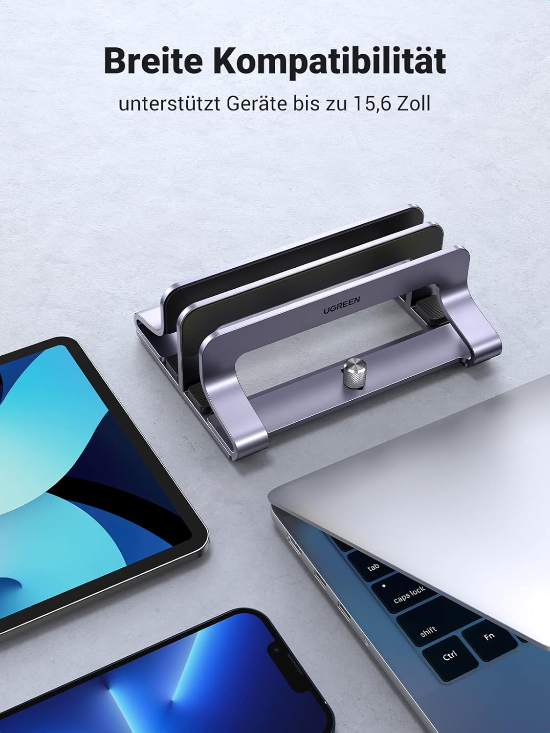 UGREEN Vertikaler Laptop Ständer Aluminium 2 Slot Vertikal Stand Vertikaler MacBook Ständer Platzsparende Halterung für MacBook Pro/Air, iPad, Huawei, Surface, Dell, HP, Lenovo und andere