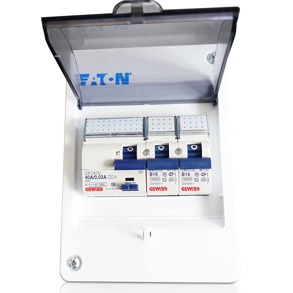 Armoires de sécurité GRENDA-HAMMER® avec interrupteur de sécurité FI 30mA + 2x connexion automatique de sécurité 16A pour petits bureaux pour la maison, le jardin, le garage, la cave, le poste de travail, etc.