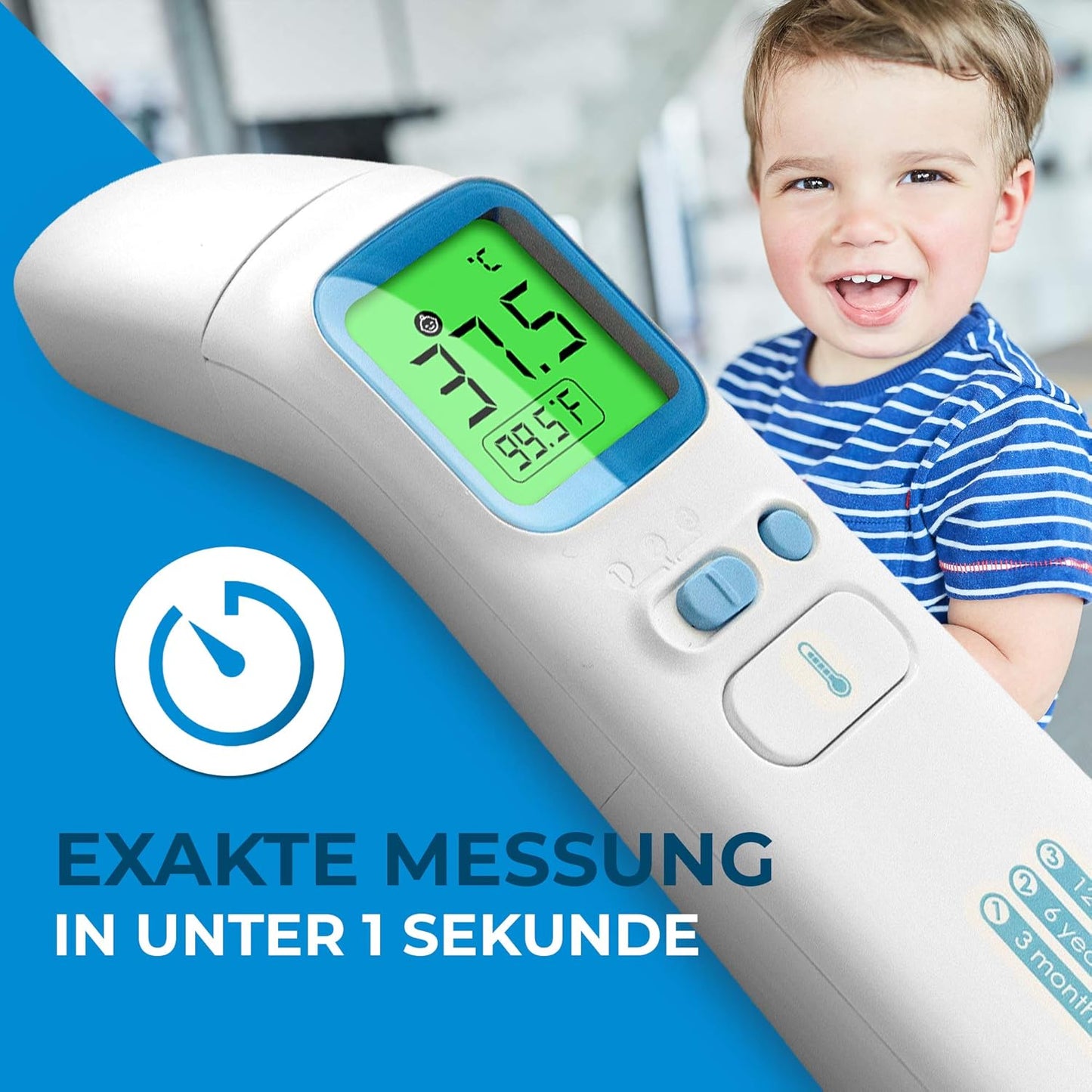Grundig Fieberthermometer kontaktlos Infrarot Hochpräzise Ohr Stirn Objekte und Baby blitzschnell messen
