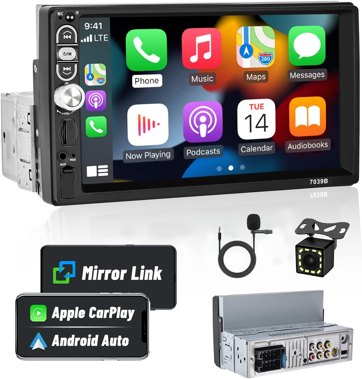 Hikity 1Din CarPlay Autoradio Android für Auto mit 7" Bild
