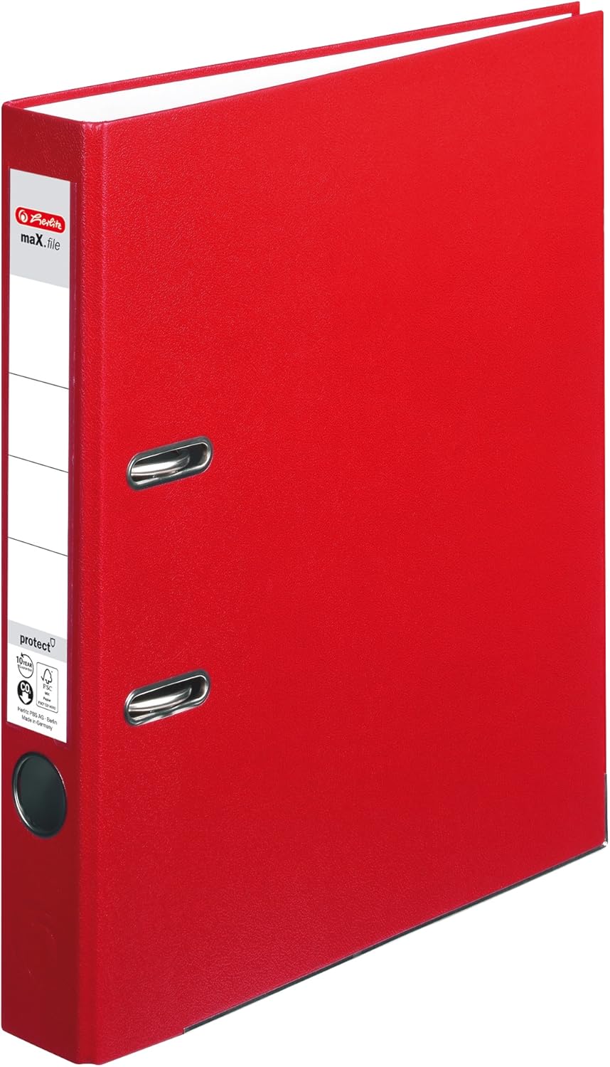 5 X Herlitz 5450309 Ordner maX.file protect A4 (5 cm mit Einsteckrückenschild) rot