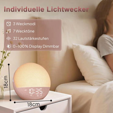 Hiromeco Tageslichtwecker Sonnenaufgang White Noise Machine,RGB,25 Naturgeräuschen mit Timer