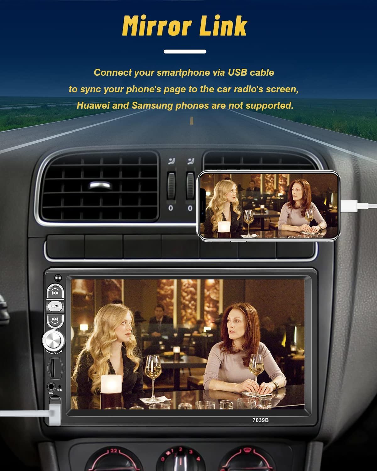 Hikity 1Din CarPlay Autoradio Android für Auto mit 7" Bild
