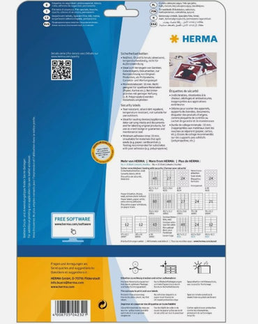 1.200 HERMA Sicherheitsetiketten 4232 weiß 45,7 x 21,2 mm