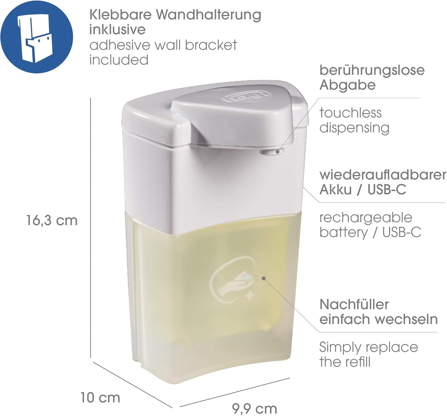hagi Hand-Desinfektionsschaum: berührungslos aus dem automatischen hagi Schaumspender (Akku-Technologie), angenehm duftend