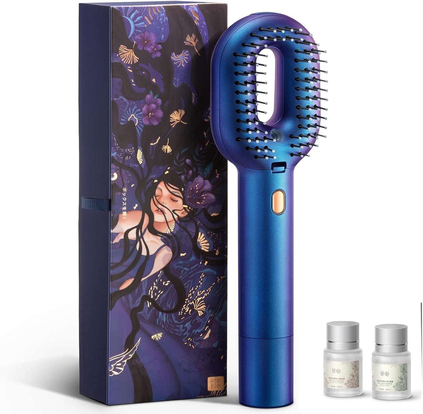 GX·Diffuser Hair Glätter Bürste, Brosse à cheveux électrique avec brosse à cheveux à l'huile avec technologie capillaire Tragbar Glättbürste pour Nasses et Trockenes Haar