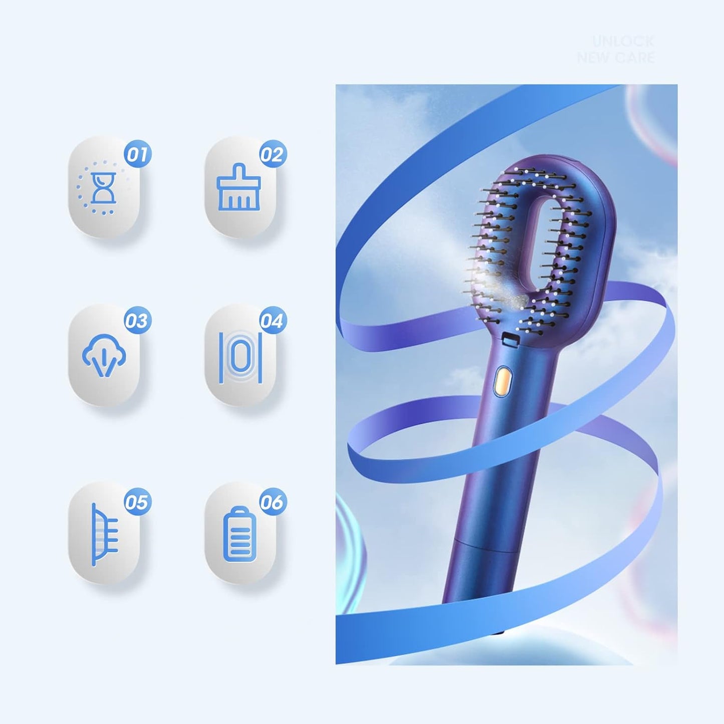 GX·Diffuser Hair Glätter Bürste, Brosse à cheveux électrique avec brosse à cheveux à l'huile avec technologie capillaire Tragbar Glättbürste pour Nasses et Trockenes Haar