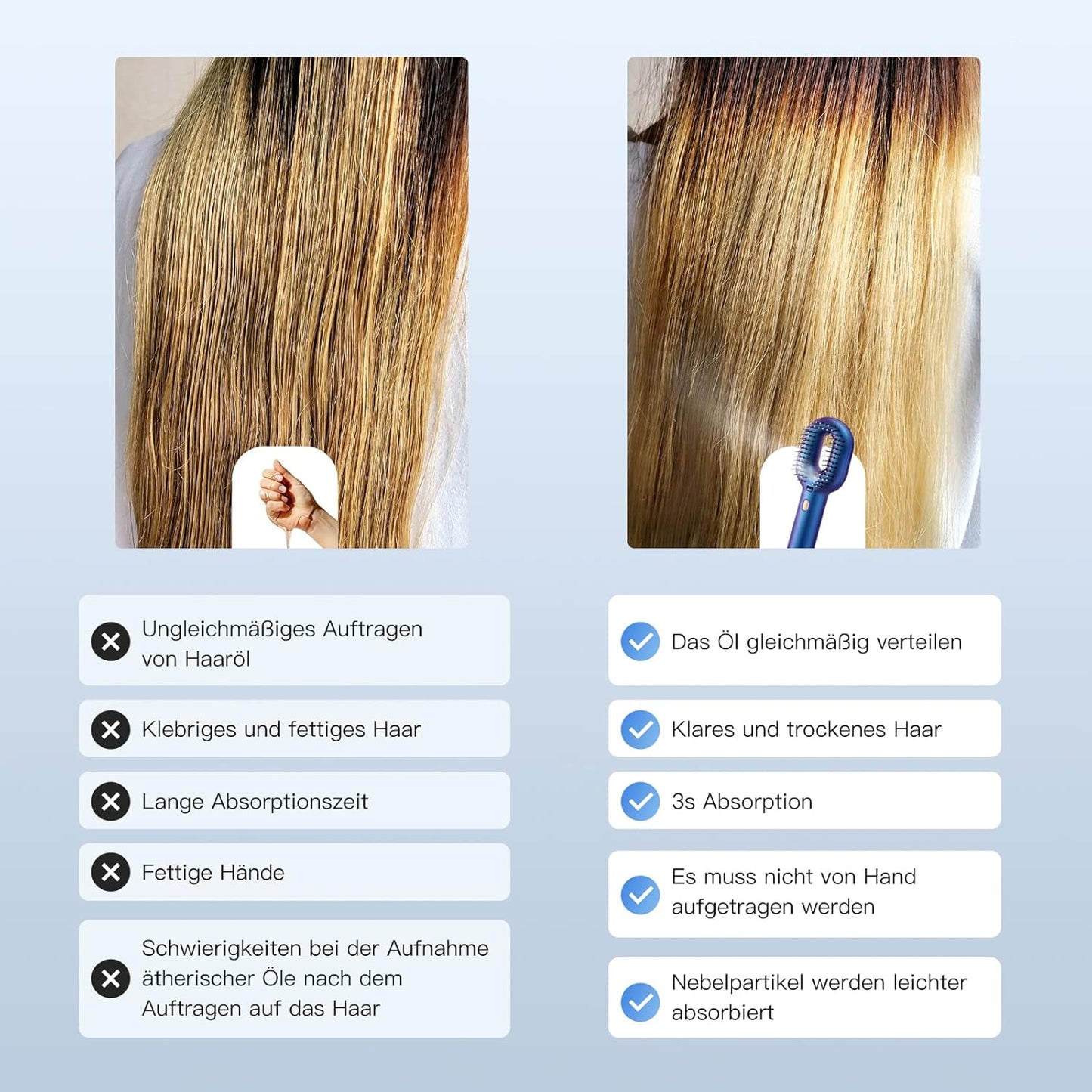 GX·Diffuser Hair Glätter Bürste, Brosse à cheveux électrique avec brosse à cheveux à l'huile avec technologie capillaire Tragbar Glättbürste pour Nasses et Trockenes Haar