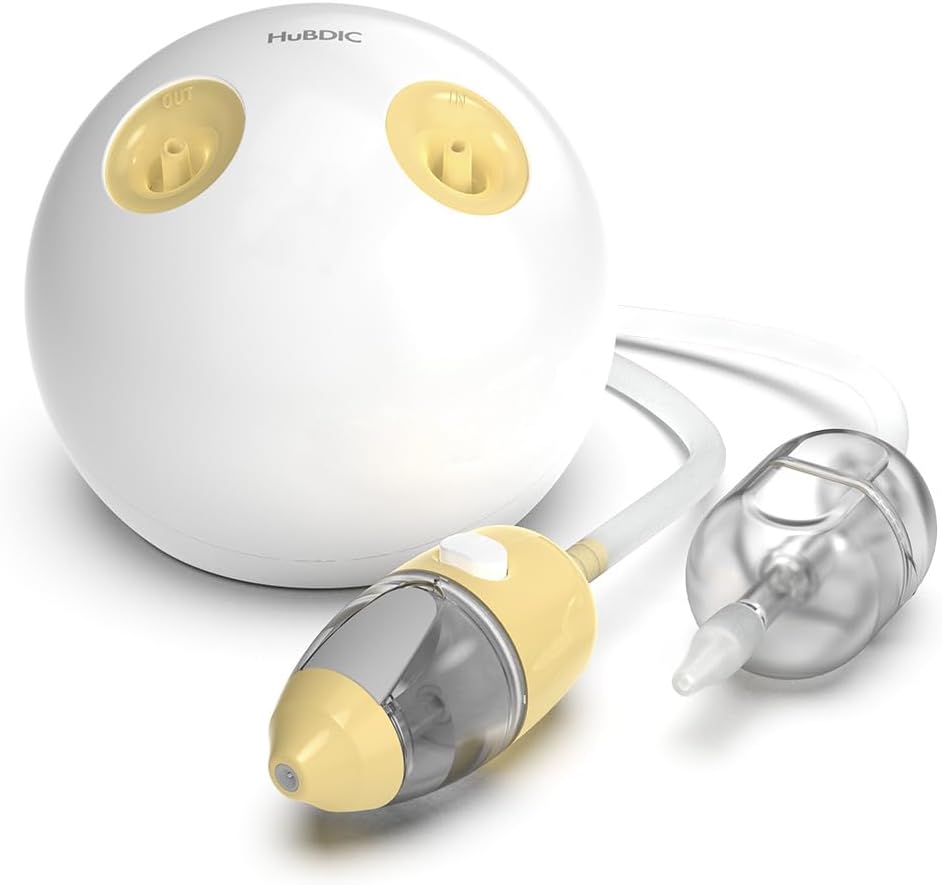 HubDic HubiBaby Nasensauger Baby, Elektrischer Baby-Nasensauger, Nasenspray und Nasenreiniger in Einem Gelb
