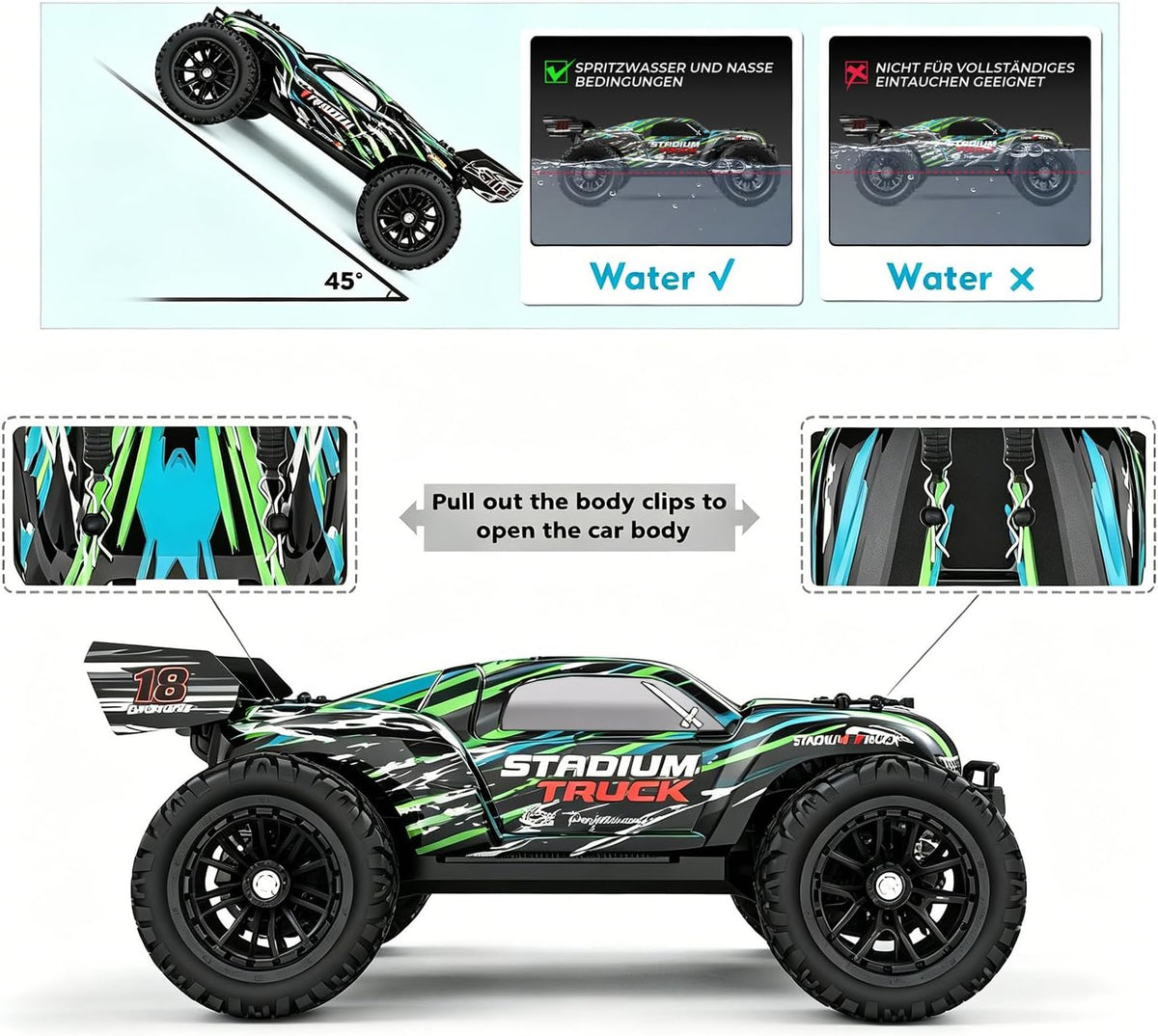 HAIBOXING Ferngesteuertes Auto 1:18 4WD Offroad Truggy 36+ km/h Hobby Grade 2,4 GHz Fernsteuerung
