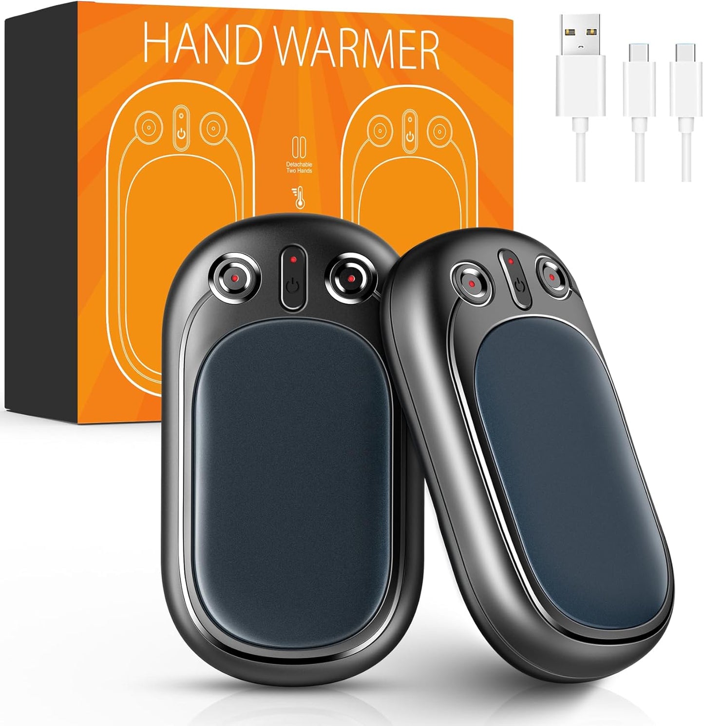 Handwärmer Elektrisch USB Wiederaufladbar 2er Set 12 Stunden, Taschenwärmer Wiederverwendbar